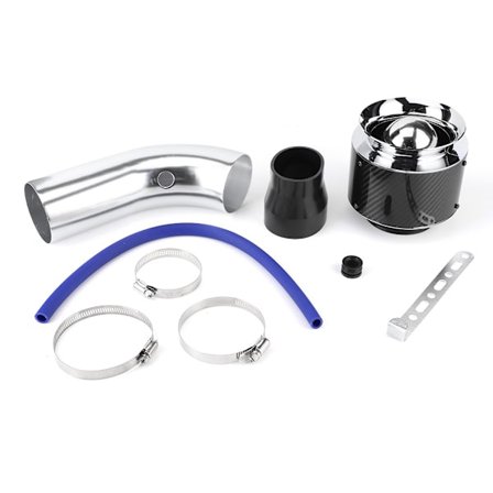 Carbon Fiber Style Bil Kold Luftindtagsfilter Aluminium Rørsæt 76mm 3in Universal Lille Størrelse Sølv Aluminiumsrør