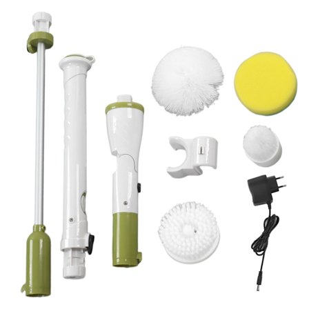 Sähköinen pyörivä pesuri johdoton pitkävartinen sähköinen puhdistusharja kylpyhuoneen lattiaharja 100‐240V vihreä EU-pistoke
