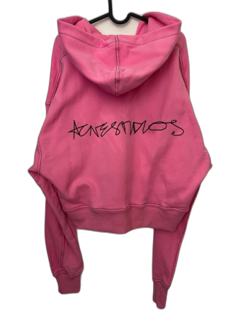 Rosa croppad hoodie från acne studios med autograph logga broderad