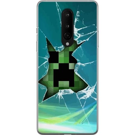 Kompatibelt Mobilskal till OnePlus OnePlus 8 Minecraft Creeper genom krossat glas med dramatisk explosionseffekt där ikoniska Creeper bryter igenom y