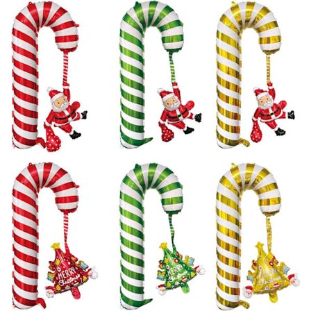 6 st Godisklubba Folieballonger - Gul, Grön & Röd Juldekoration för Jul, Gott Nytt År & Födelsedag