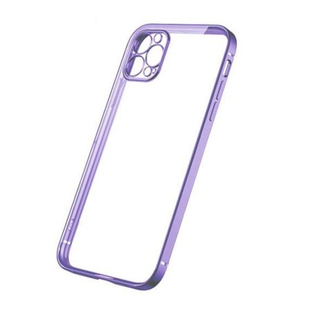 Apple iPhone 12 Pro Luxury Classic Square Frame Protection Case Purple With Soft Thin Transparent Camera Protector High Quality