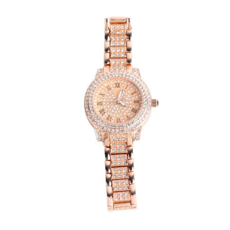 Watch Retro Elegant romerska siffror Urtavla Shiny Rhinestone Luminous Design Quartz Watch för Party Office Travel