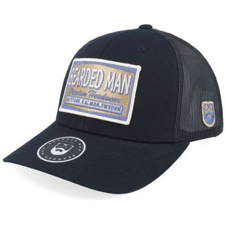 Bearded Man - Svart trucker Keps - Logo Khaki/Navy Black Trucker @ Hatstore