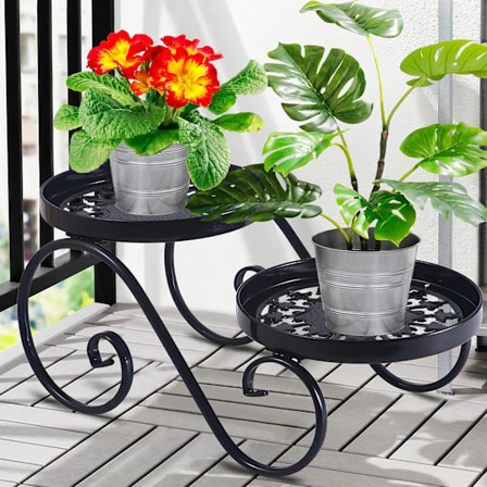 Tier Black Innendørs Plantestativ, Metall Plantestativ, Rustfritt Innendørs Utendørs Plantestativ, Blomsterpotteholdere, Blomsterhylle Displaystativ