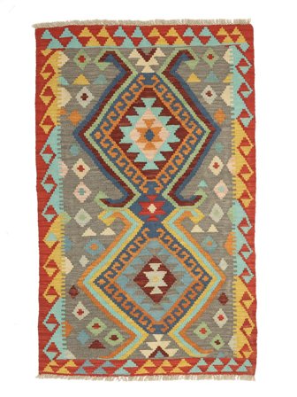 Kilim Afghan Old Style Rug Hand Woven 88X144 Brown/Dark Red Afghanistan