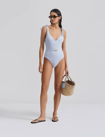 Malina Sally V-Neck Swimsuit - Blue - XS