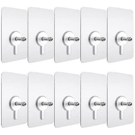 10 stk Aftagelige Klæbende Skruer Vægmontering Stick-on Klæbende Hængende Negle Sporfri Ingen Boring Med Skruetrækker Til Badeværelse Køkken 