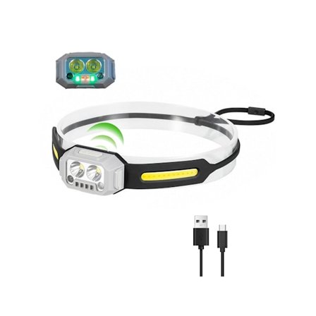 Oppladbar hodelykt for barn, LED hodelykt for gutter, supersterk hodelykt med 4 moduser og bevegelsessensor