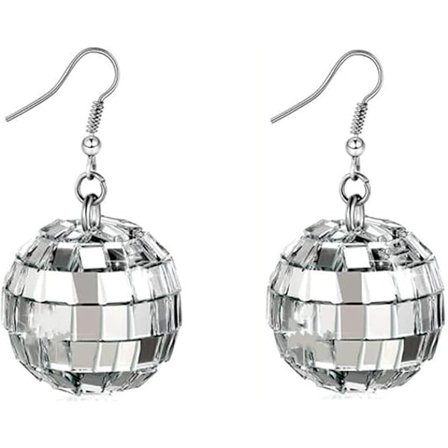 Discokula Örhängen Silver Spegelkula Örhängen 60-tals eller 70-tals Dansfest Kostymtillbehör för Kvinnor och Flickor Smycken Julörhängen[GKS]