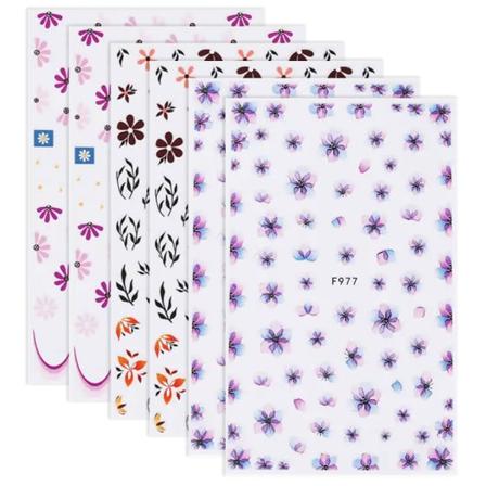 Neglekunst-klistermærke, 5D-presset negleklistermærke, forårsfarvede tusindfryd