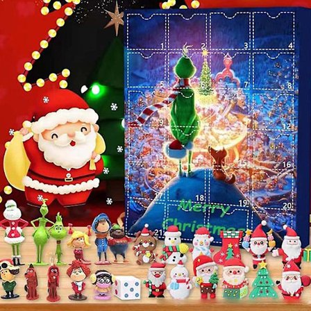 2022 Jultema Blind Box 24 Dagar Julkalender Nedräkning Adventkalender Barn The Grinch Mini Figurer Dockleksaker