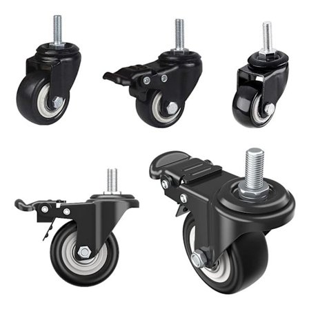 4 stk. Kontorstol Hjul, M8 X 25mm Skrue Heavy Duty Stille Svingbare Hjul, 360 Grader Møbelhjul for Apparater og Møbler