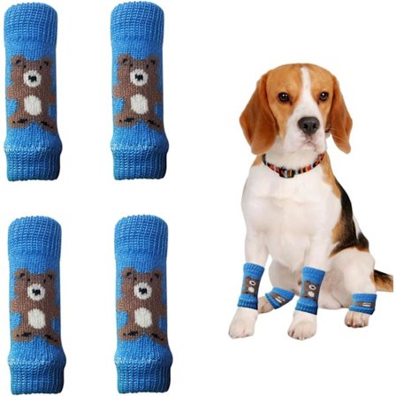 4-pakning Strikkede Hundebenvarmer – Vinterklær for Valp, Katt & Små Hunder