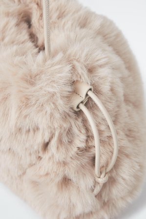 COS Women's Cavatelli Mini Clutch Bag - Fur-Effect in White