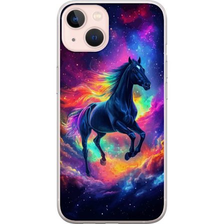Kompatibelt Mobilskal till Apple Apple iPhone 13 mini Färgstark galaxhäst med regnbågsmane i rymdmiljö, magisk fantasyillustration för barnrum, p
