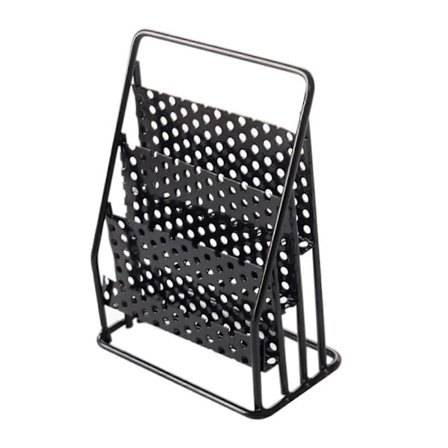 Mini Magasinholder 1/12 Skala Dukkehus Metal Magasinholder Simuleret Bogreol Dukketilbehør til Børn Sort