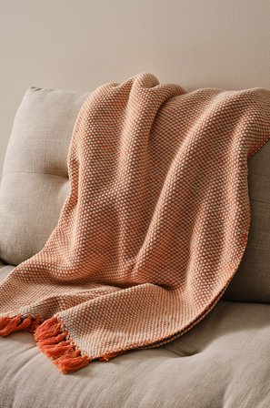 Jotex - Bomullsteppe Oransje/rosa - DEBBIE - Kjøp Pledd hos Jotex