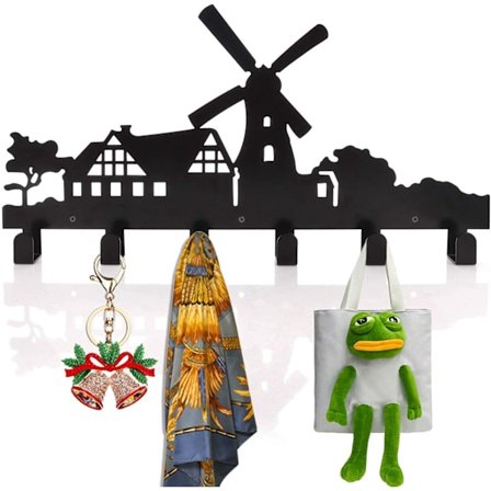 Seinälle kiinnitettävät naulakot 6 koukun kanssa, seinäkoriste metalli naulakko