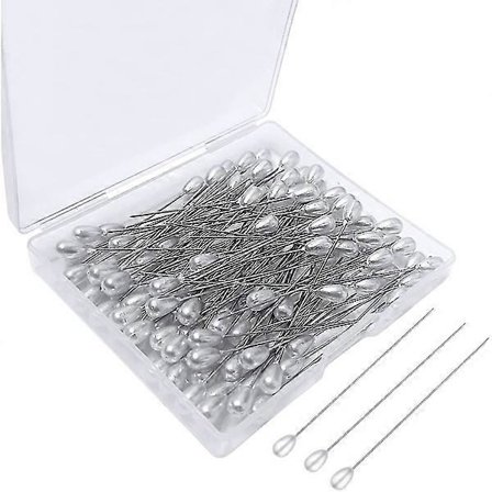 100 perlenåle med stilkform, dråbeformede perlenåle, sytilbehør til bryllupsbuketter, til gør-det-selv smykkefremstilling, sytilbehør til bryllup