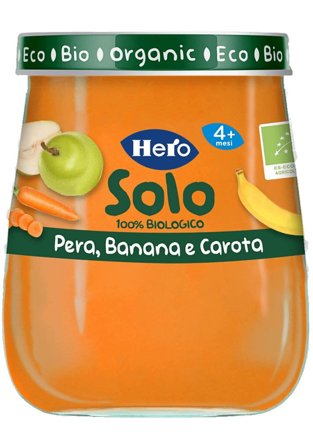 Hero Solo Omogeneizzato Pera Banana E Carota 100% Bio 120g