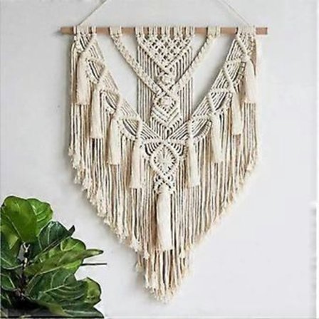 Makrame Vægophæng Boho Chic Indretning Drivtømmer Vævet Gobelin Indie Vægindretning Værelse Lejlighed Soveværelse Gaver Altan Dekoration, 50cm(B) x 