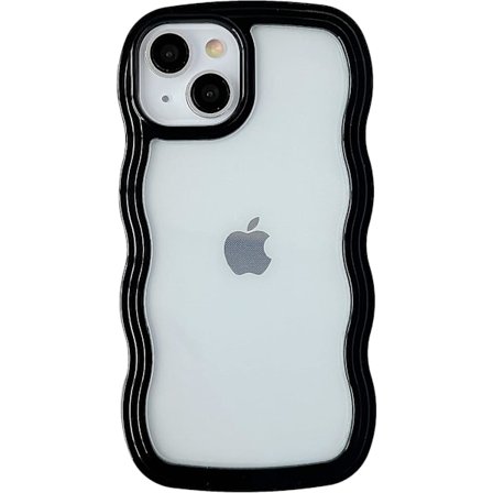 Sødt krøllet bølget rammeformat Stødsikkert blødt Kompatibelt iPhone-cover (Sort, iPhone 13 Pro Max)