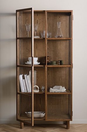 Jotex - Glasvitrine 195 Cm Walnuss - DAFNES - Kaufe Schränke & Vitrinen bei Jotex