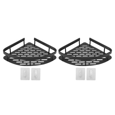 Triangulær Dusjhylle Stansefri Rustsikker Aluminium Dusjhjørnehylle med Hul Base for Bad Toalett Doble Lag