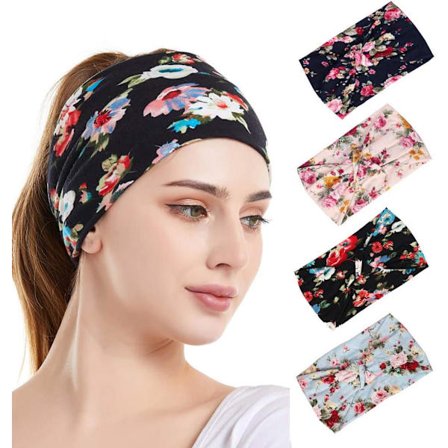 Bredt Pandebånd til Kvinder 4 stk. Knyttede Hårbånd, Dagligt Elastisk Hårbånd