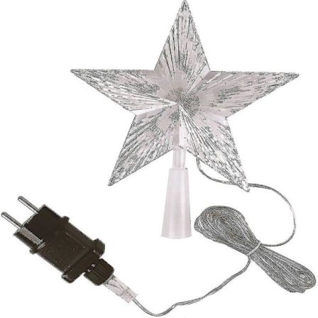 Juletræstop med 10 LED-lys og strømkabel - Oplyst juletræstop i varm hvid - Juletræsstjerne top