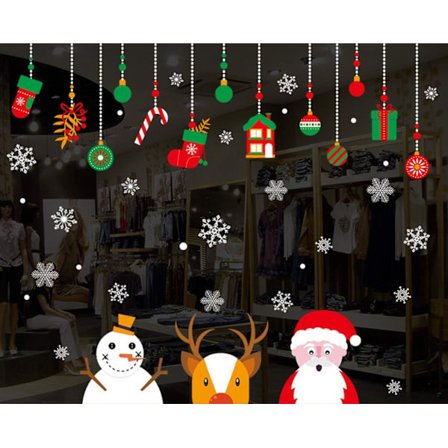 Julskyltfönsterdekaler Klistermärken Jultomten Ren Snögubbe Re