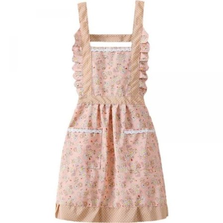 Retro Forklæder med Blomster til Kvinder, Vintage Justerbart Køkkenforklæde med Lommer