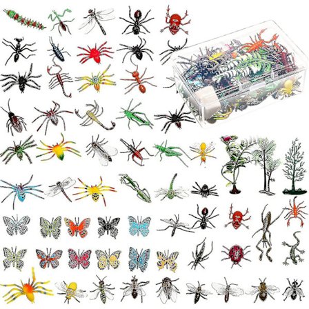 75 deler falske insekter leketøy assorterte leke insekter figurer mini realistiske insekt leketøy tilfeldige plast insekter insekt leketøy med 