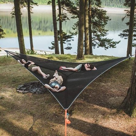 Ulkoilma-camping H ngematto Monihenkil inen Kolmio H ngematto Taittuva Kannettava Verkko Black 400*400*400cm