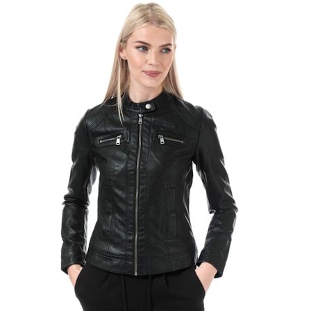 Only Dam/Kvinnor Bandit Faux Läder Bikerjacka 8 UK Svart