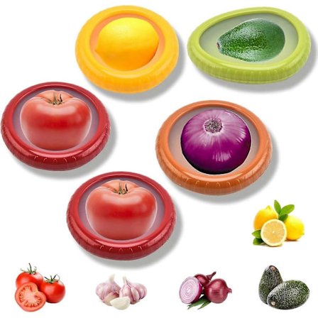 4-pak silikone frugtopbevaringsboks, silikone frugtopbevaringsbeholdere, silikone frugtopbevaring til køleskab (4-pak mix)