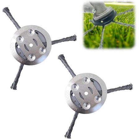 2 STK 15 cm Ståltråd Gress Trimmerhode, Trimmerhode i ståltråd Erstatning for Trådløs Kantklipper (3 Blader)