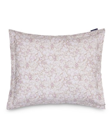 Lexington Høstløv putevar i bomull satin, hvit/beige