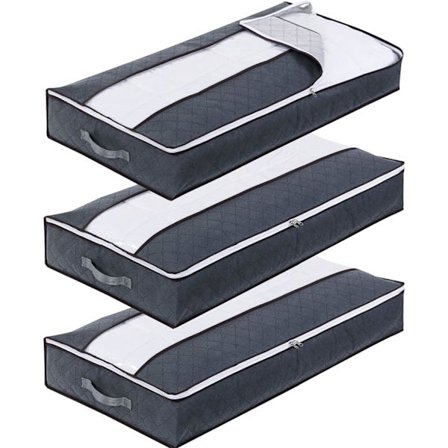 Sæt med 3 opbevaringsposer under sengen, 90L stor opbevaringsboks under sengen Fol
