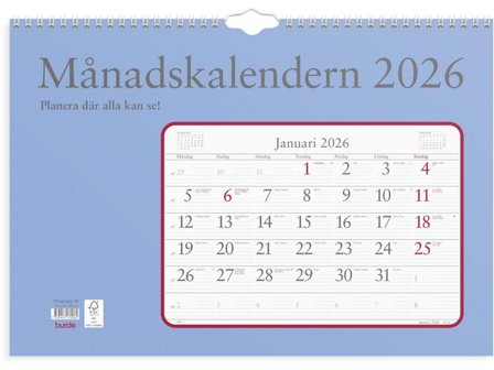 Burde Väggkalender Månadskalendern 2026 - Lyreco - Almanackor och kalendrar - Väggkalendrar - Bildkalendrar