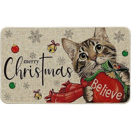 Cat Believe Balls Hyvää Joulua -ovimatto, Lumihiutale Talvi Joulu Kodin Sisustus Matala Profiili Kynnysmatto Lattiamatto - 40*60cm (LGL)