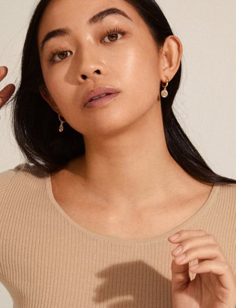 Pilgrim Nomad Coin Huggie Hoop Earrings - Gold - ONE SIZE