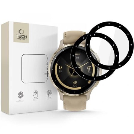 Tech-Protect Glass Flex+ 2-pack hybridglas Garmin Venu 3S - svart