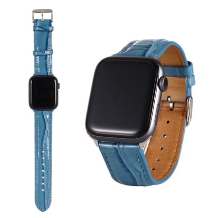 Apple Watch Series 5 / 4 44mm leather case with crocodile pattern - Blue