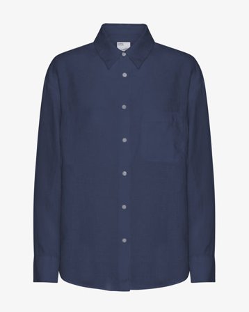 Linen Oversized Shirt - Marine Blue - Female - L