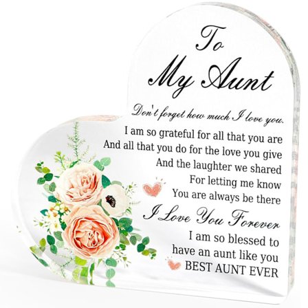 Presenter till moster för mosters födelsedag från brorsdotter Julstrumpa, Akrylplakett för moster, Bästa presenten till moster från brorson Födelsedag