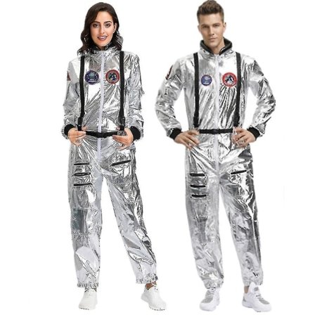 Par Astronaut Jumpsuit Uniform Karneval Halloween Cosplay Fest Rumdragt Rollespil Udklædning Kvinder M