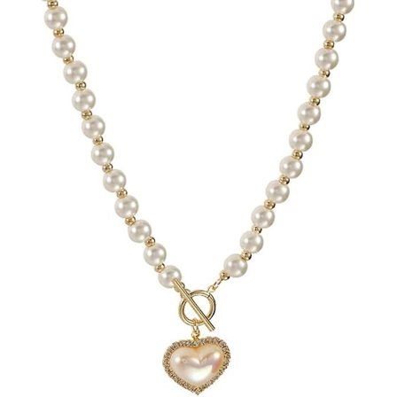 Halsband med hjärtformade pärlor, lämpligt för bröllopsfest, bröllopsdag, halsband med hjärtformad