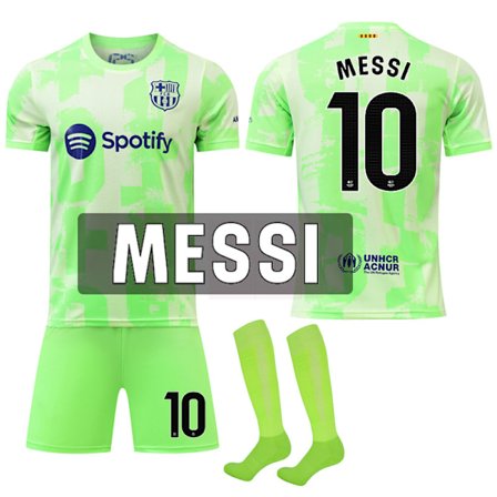 24-25 FC Barcelona Bortatröja 2 NO.10 MESSI Tröjor Barn Vuxen Fotbollsutrustning med Strumpor